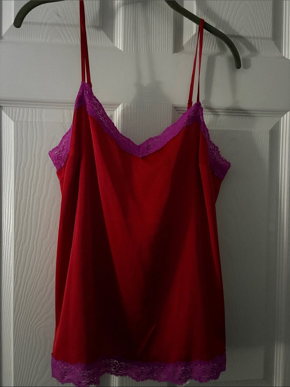 Forever 21 Red Slip Camisole with Purple Lace Trim